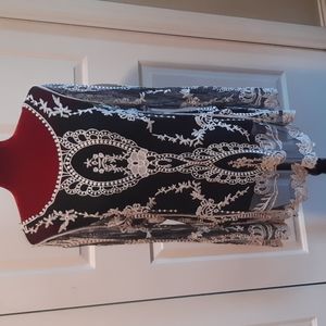 Cover Stitched Crocheted/ Fishnet Top - Large